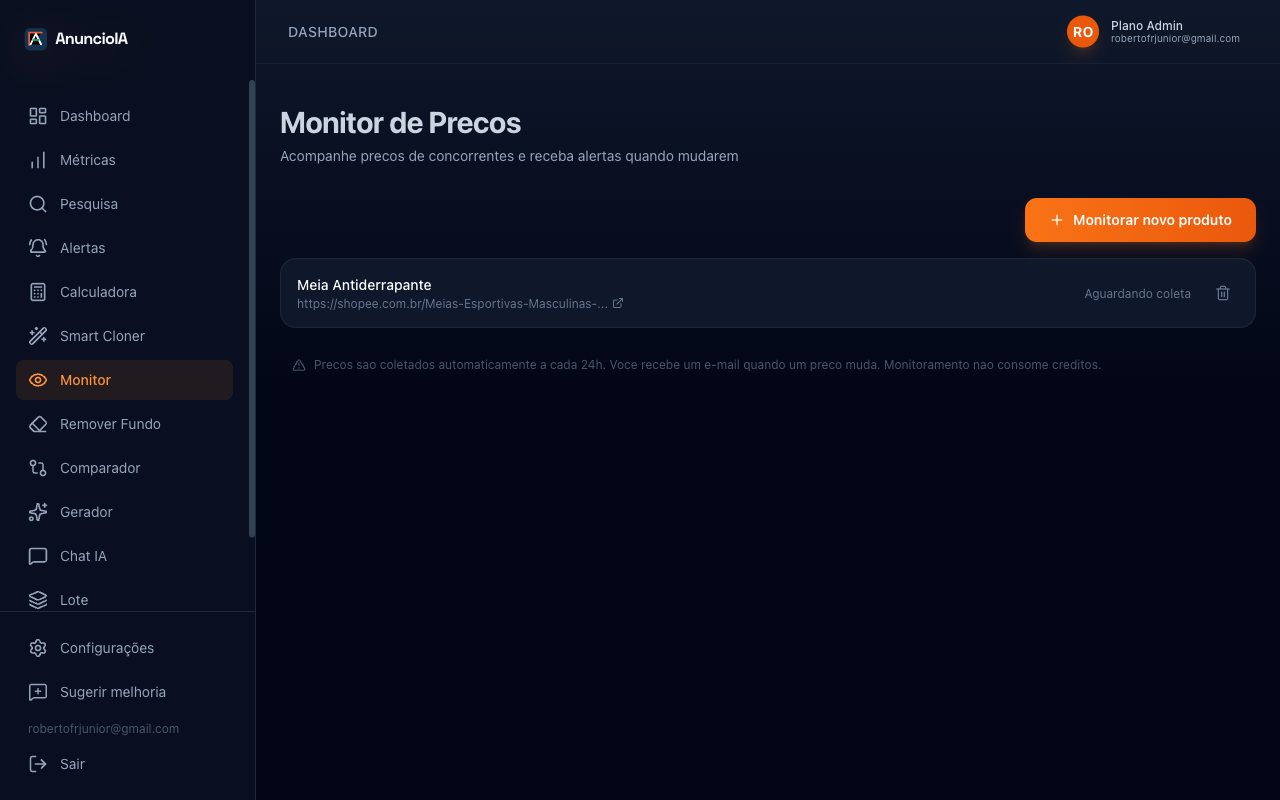 Monitor de Precos — acompanhe precos de concorrentes com alertas automaticos