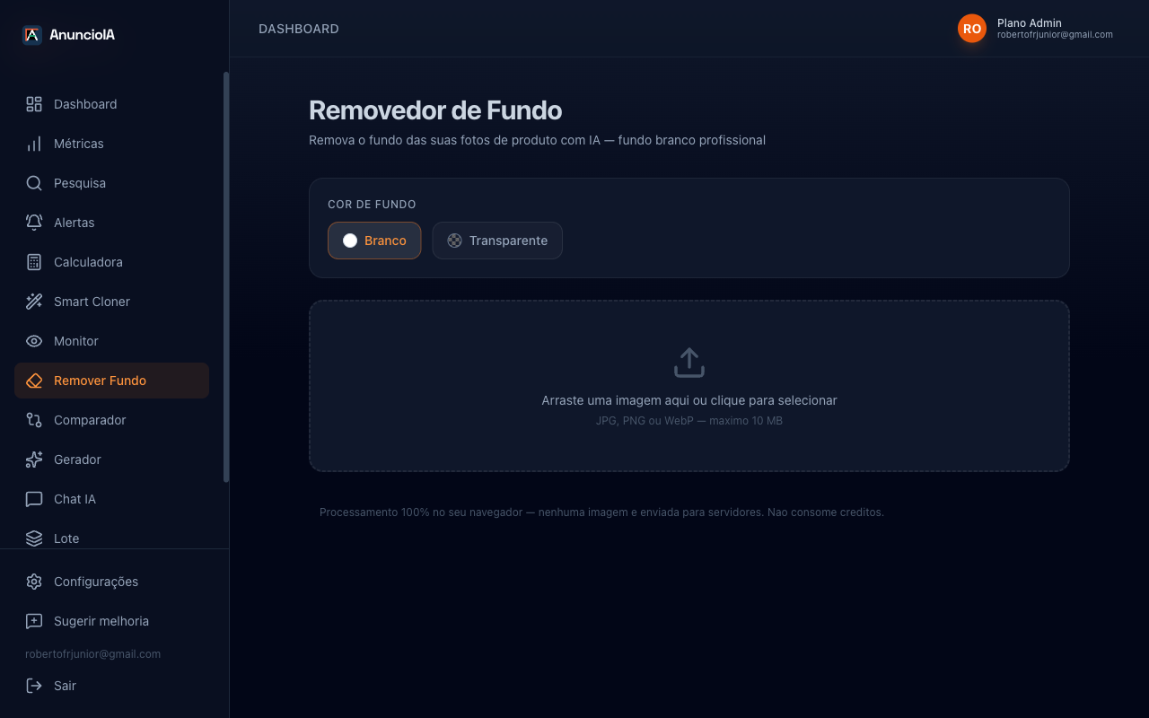 Removedor de Fundo — arraste uma imagem e remova o fundo com IA
